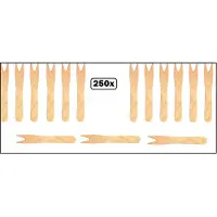 TakeAware 250x Frietvorkje hout 85mm - In doosje geleverd - Patat friet frites bakje snack vorkje festival thema feest party