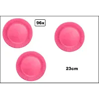 TakeAware 96x Bord 23cm pink karton - Feest festival black and gold party verjaardag