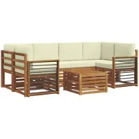 vidaXL Buiten bank set 7 st Natuurlijk en Crème Massief Acacia Hout