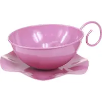 Viana Metalen mok Ø16cm H9cm Decoratieve mok met schotel Roze 2 stuks, 2 Stü