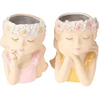 Kaemingk Bloempot Keramiek Dreaming Girl Assorti H19.5cm 2st