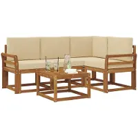 vidaXL Buiten bank set 5 st Natuurlijk en Beige