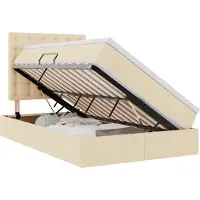 vidaXL LED opbergbed met matras Crème 120 x 200 cm Stof