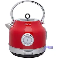Sogo KET-SS-7760, 1,8 liter, Rood, Roestvrij staal, Instelbare temperatuur, Waterniveau-indicator, Oververwarmingsbeveiliging
