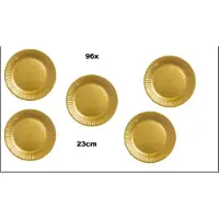 TakeAware 96x Bord 23cm goud karton - Feest festival black and gold party verjaardag