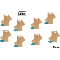 Wefiesta 25x Bestekpochet 8x18,5cm Nature Kraft + servet - 100% composteerbaar - Bruin/wit - ECO bestekzakje pochet servetten tissue diner eten festival snack carnaval festival evenement kerst thema feest