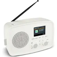 Medion DAB+ radio met Bluetooth DRE-1 (DAB Plus, FM-radio, druppelbescherming, telescoopantenne, wekker, sluimerfunctie, instelbare display-dimmer, ASA-noodwaarschuwingssysteem), wit