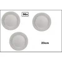 TakeAware 96x Bord 23cm zilver karton - Feest festival black and gold party verjaardag