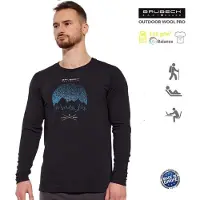 Brubeck Heren Outdoor Pro Wandelshirt - Lange Mouw, Lichtgewicht en Ademend - Merino Wol Blend - Zwart - XXL