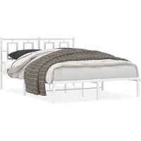 vidaXL Bedframe met hoofdbord metaal wit 135x190 cm