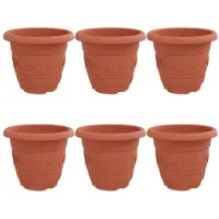 vidaXL Ronde Bloempot 6 st Baksteenrood Ø 34 x 28 cm Kunststof