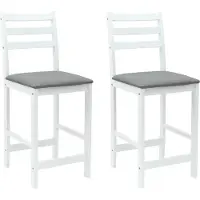 vidaXL Eetstoelen 2 st Massief Rubberhout Wit 40 x 47,5 x 99,5 cm