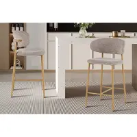 Coco Barkruk/Barstoel/Counterstoel '' Naturel in Raven stof Zand kleur - H 92 x B 51 x D 50cm - Set van 2