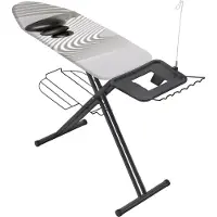 Metaltex - Strijkplank Avior - Strijktafel - Strijkoppervlakte 125 x 45 cm - Extra Breed strijkoppervlakte en snoergeleider - Matzwart - Linnenrek - Kledinghangerrek - Zen Grey