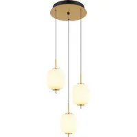 Globo Lighting Gouden hanglamp Ewald 3-lichts Ø 37,5cm wit glas