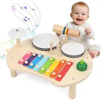 Bedee Muziekinstrument - Kinder Muziekset - Van Hout & Met Xylofoon - Veilig Met Afgeronde Hoeken - Voor Peuters 1-3 Jaar - Voor Thuis & Peuterspeelzaal
