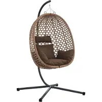 vidaXL Hangende ei-stoel Koffiebruin 104 x 100 x 191 cm poly rattan