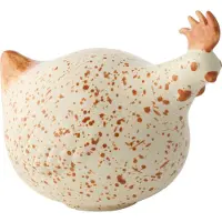 J-Line decoratie Kip - keramiek - wit/bruin - large