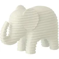 J-Line decoratie Olifant Gestreept - polyresin - wit - small - 2 stuks
