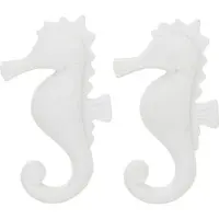 J-Line decoratie Zeepard - hout - wit - set van 2