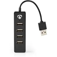 Nedis USB-Hub | USB-A Male | 4x USB A Female | 4-Poorts | 1 stuks - UHUBU2420BK - UHUBU2420BK