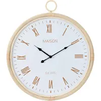 J-Line 40932 Wandklok Kyr Rotan/Mdf Natuur/Wit Medium - 55,5 x 4,5 x 64 cm