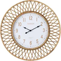 J-Line klok Wonder - rotan - naturel/wit - large - Ø 61.5 cm