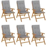 vidaXL Tuinstoelen 6 st verstelbaar met kussens massief teakhout