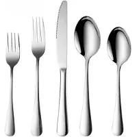 Happyment 5-delig Bestekset - Bestek - Mes - Vork - Lepel - Voor Diner, Keuken & Outdoor Gebruik - Stijlvol & Draagbaar - Roestvrij Staal met Steakmessen