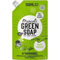 Marcel's Green Soap Afwasmiddel Navulling Basilicum & Vetiver – 500 ml – Milieuvriendelijk Afwasmiddel – Vegan & 97% Biologisch Afbreekbaar
