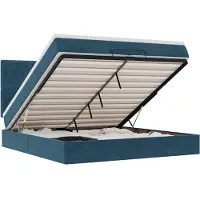 vidaXL Bed poef met matrassen en leds 200x200 cm fluweel donkerblauw