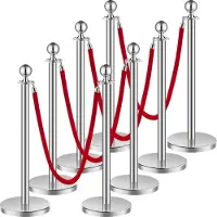 Vevor Drijvende barrière (8 stuks) met 4 rode fluwelen touwen (1,5 m lang)