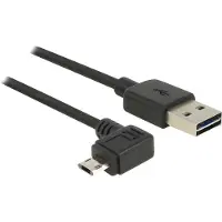 DeLOCK Easy-Micro USB haaks (links/rechts) naar Easy-USB-A kabel - USB2.0 - tot 2A / zwart - 2 meter