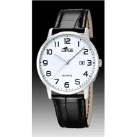 Lotus COVENTRY Herenhorloge, leren band, datumweergave, zwart