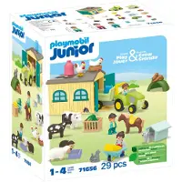 Playmobil Junior - Boerderij m. Tractor - 71656 - 29 Onderdelen - - OneSize - Blokken