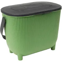 Eda Plastiques Compostemmer 10 Liter – Design Keukenafvalemmer met Deksel en Koolstoffilter – Cactus/Antraciet