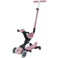 Globber GO-UP DELUXE LIGHTS ECO 360 – 3-in-1 loopfiets, balansfiets, scooter, 120/80 mm, 3-wielig, verstelbare hoogte, bessenkleur