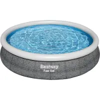 Bestway FastSet Zwembad 366x76cm M. Pomp Grijs grijs Kunststof Zwembaden