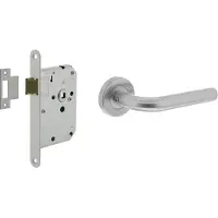 Intersteel deurbeslag set loopslot wit met deurkruk Recht op rozet ø53x9mm - RVS