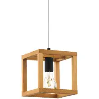 Eglo 32145 Blackcrown 1 Hanglamp Staal Zwart/Hout Bruin - 1 x E27