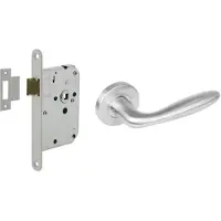 Intersteel deurbeslag set loopslot wit met deurkruk Jupiter op rozet ø53x8mm - RVS