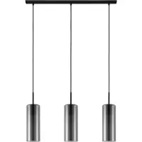 Eglo Glazen hanglamp Keyns 3-lichts zwart met smoke glas