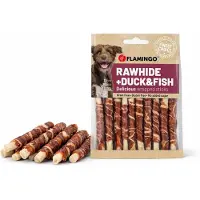 Flamingo Hondensnack – R’Hide Staaf met eend & kabeljauw – 12 cm – Ø 7 mm – kauwsnack – glutenvrij & graanvrij – zonder toegevoegde suikers – 350 g (30 stuks)