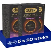 Durex Intensity Extra Glijmiddel Condooms - 10 stuks - Nieuwste generatie ultradunne, latexvrije condooms – Gedeelde lichaamswarmte x5