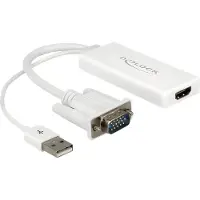 DeLOCK VGA / USB / HDMI Adapter [1x VGA-stekker, USB-A 2.0 stekker - 1x HDMI-bus] Wit