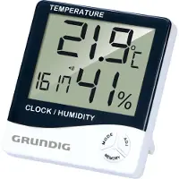 Grundig Weerstation Digitaal - Thermometer Binnen en Buiten met Hygrometer - Weerstation Binnen en Buiten met Klok en Alarm - LCD Display - 9.5 x 10.5 x 2 cm - Wit/Zwart