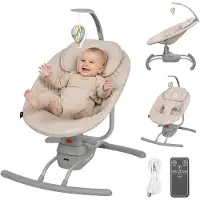 Lionelo Rio - Ergonomisch Wipstoel - tot 9 kg - 3 schommelsnelheden - 8 voorgeladen melodieën - Wasbaar - Lichtgewicht