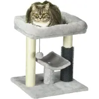 PawHut -Kattenkrabpaal - Spaanplaat, Pluche (100% Polyester), Sisal, PP-katoen - Grijs