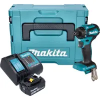 Makita DDF 083 ST1J accuboormachine 18 V 40 Nm 1/4'' borstelloos + 1x oplaadbare accu 5.0 Ah + lader + Makpac