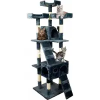 Mobiclinic Tom - Kattenmeubel - Max 10 kg - Krabpaal voor katten - 4 hoogtes - Donkergrijs - Geschikt voor meerdere katten